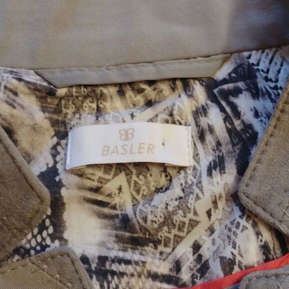 Basler fitted grey blazer w faux leather detailing - Picture 8 of 12